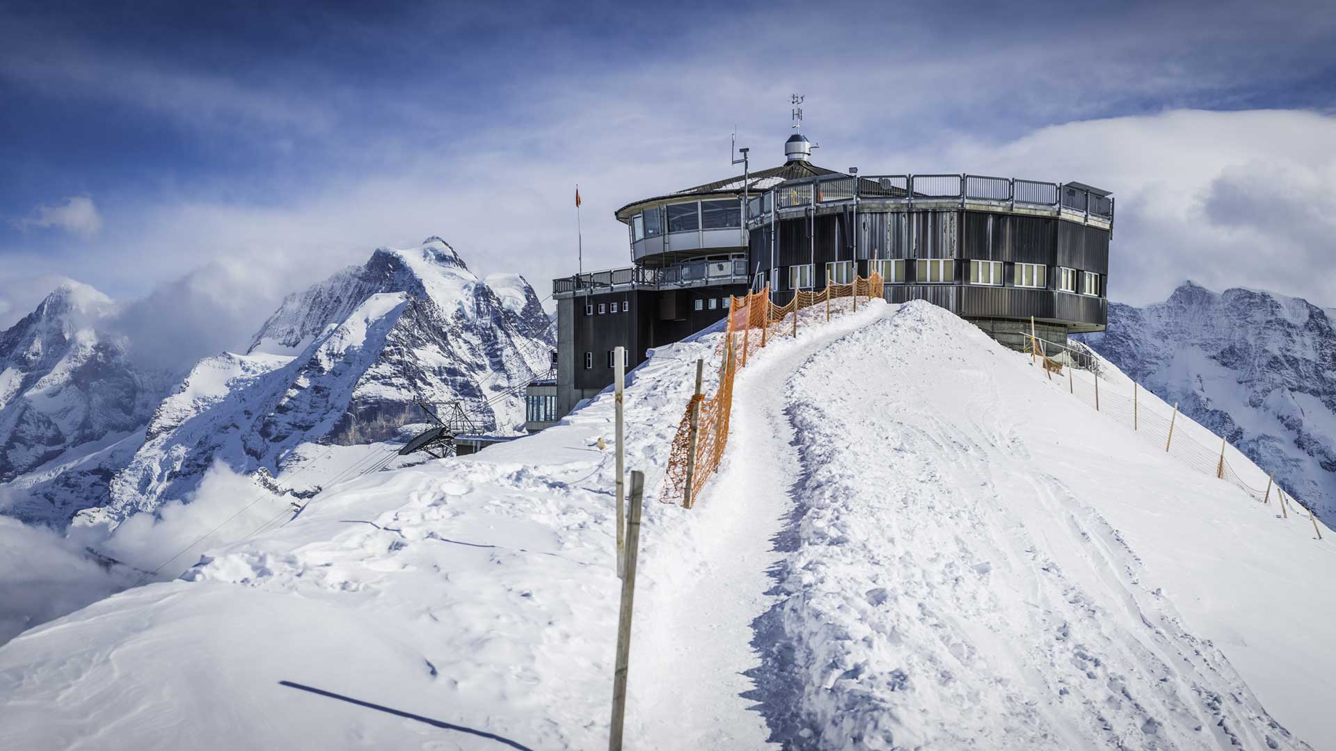 Cable car station in the Swiss Alps